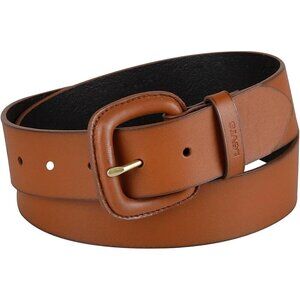 Women's Tan Imported Casual Wrapped Buckle Leather Belt For Jeans Dresses